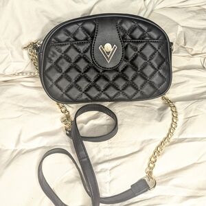 Valentino Orlandi Italy Black Quilted Crossbody Shoulder Bag